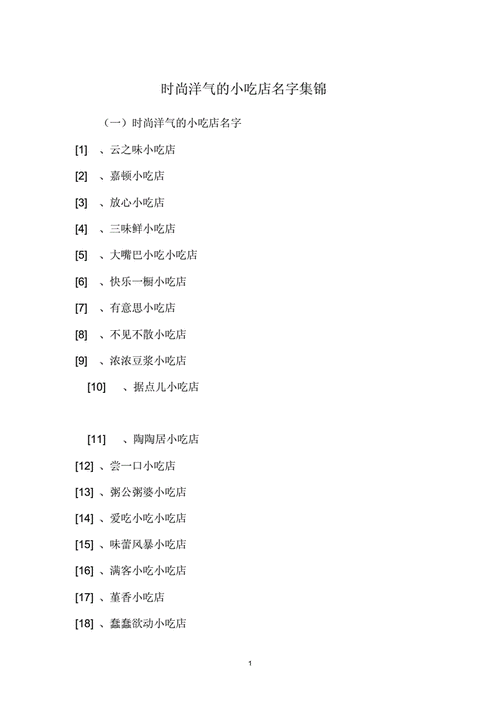 小吃店铺起名大全集(小吃店铺起名大全集图片)
